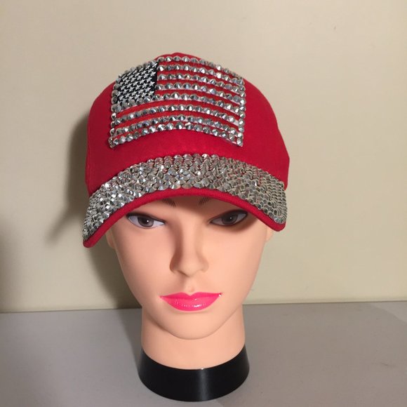 United States of America Flag Bling Fancy Baseball Cap Hat Rhinestones R… - Picture 2 of 10